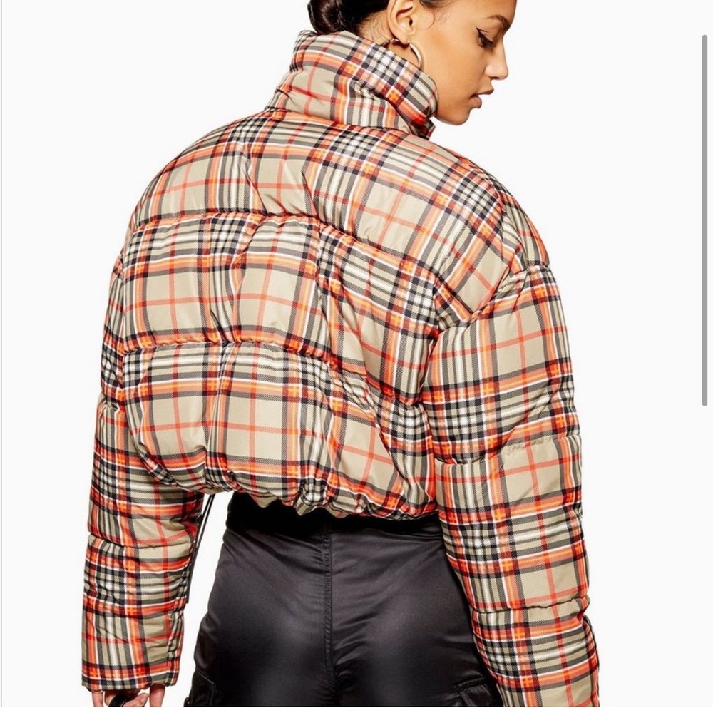 NWOT TOPSHOP PLAID PUFFER - Picture 2 of 5
